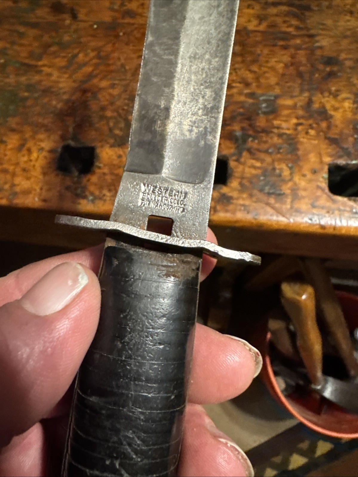 VINTAGE WESTERN BOULDER COLO PAT'D FIGHTING KNIFE MILITARY