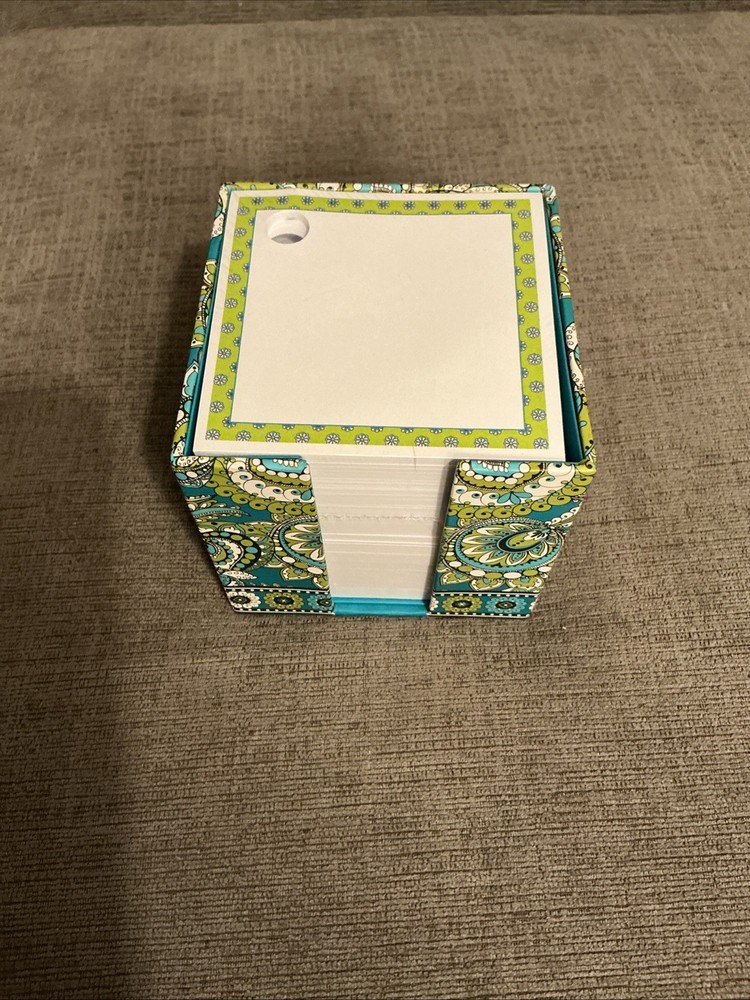 Vera Bradley Take Note Cube Peacock 600 notes pen holder New Sealed