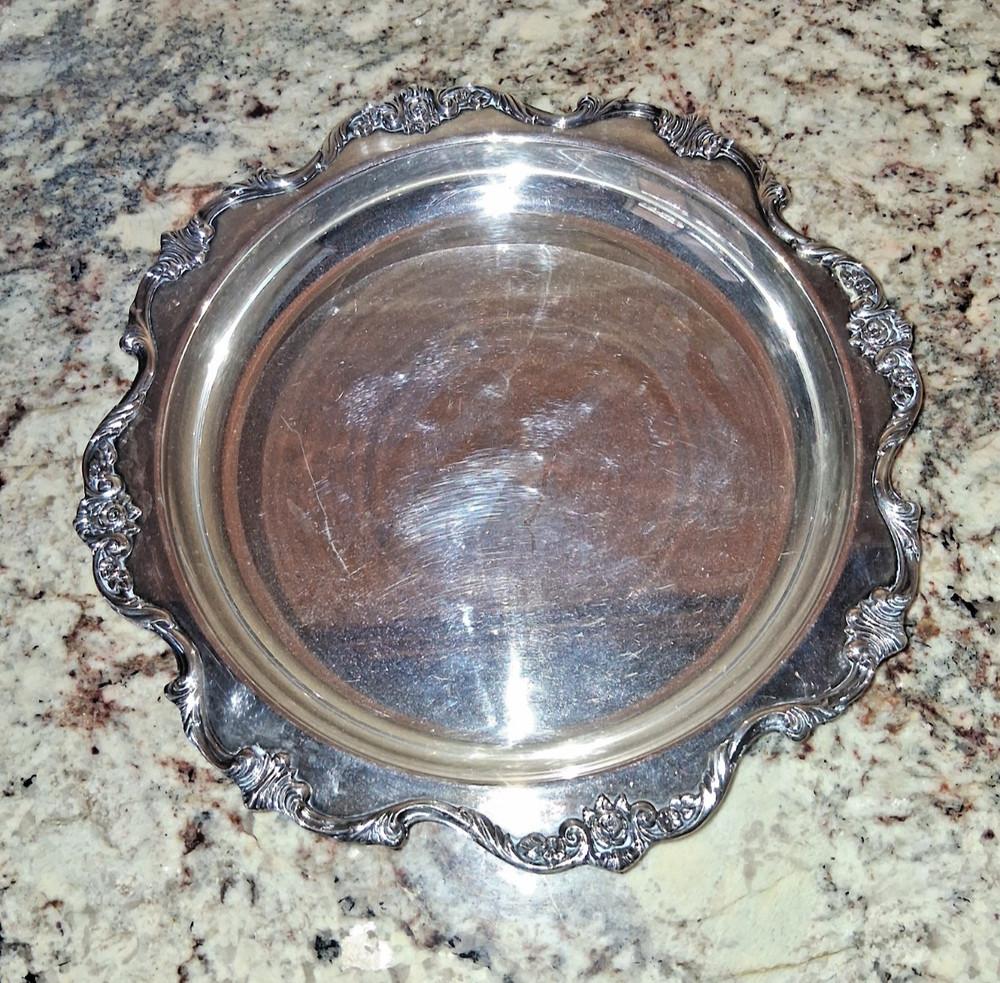 Wallace Silver Plated Platter, 11 inch Round, Royal Rose Pattern