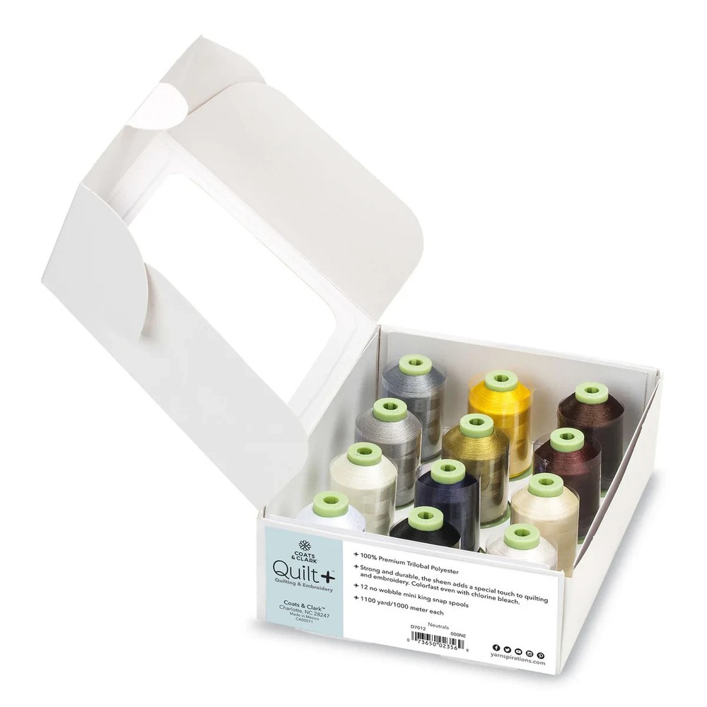 Coats & Clark Quilt + Quilting & Embroidery Thread 12 Spool Set "Basic Colors"