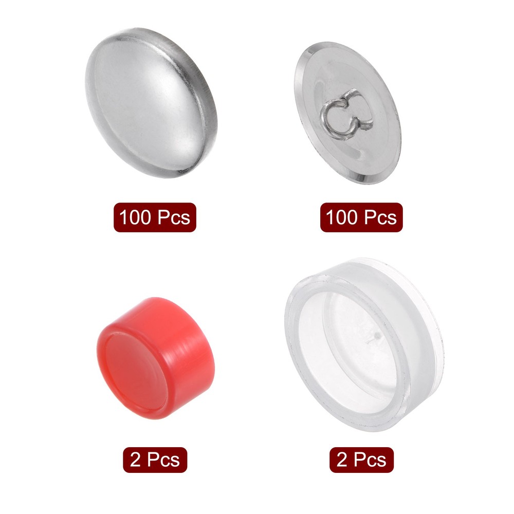 100 Sets Self Cover Button Kit 23mm Aluminum Button with 2 Tools