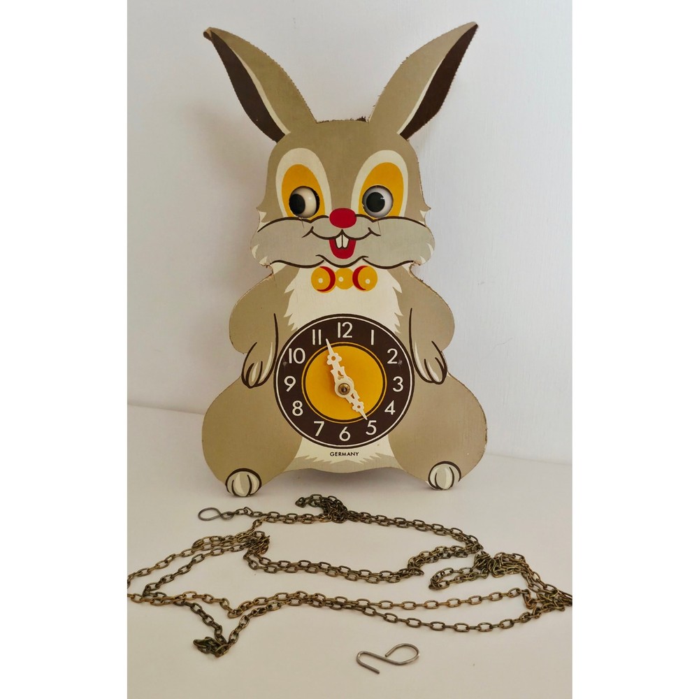 VINTAGE *NEW* 1960's Rabbit Wall Clock Germany