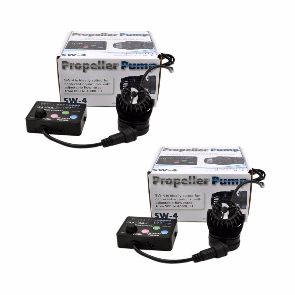 2 Pack Jebao SW4 Propeller Water Pump Wavemaker with Controller and Magnet Mount