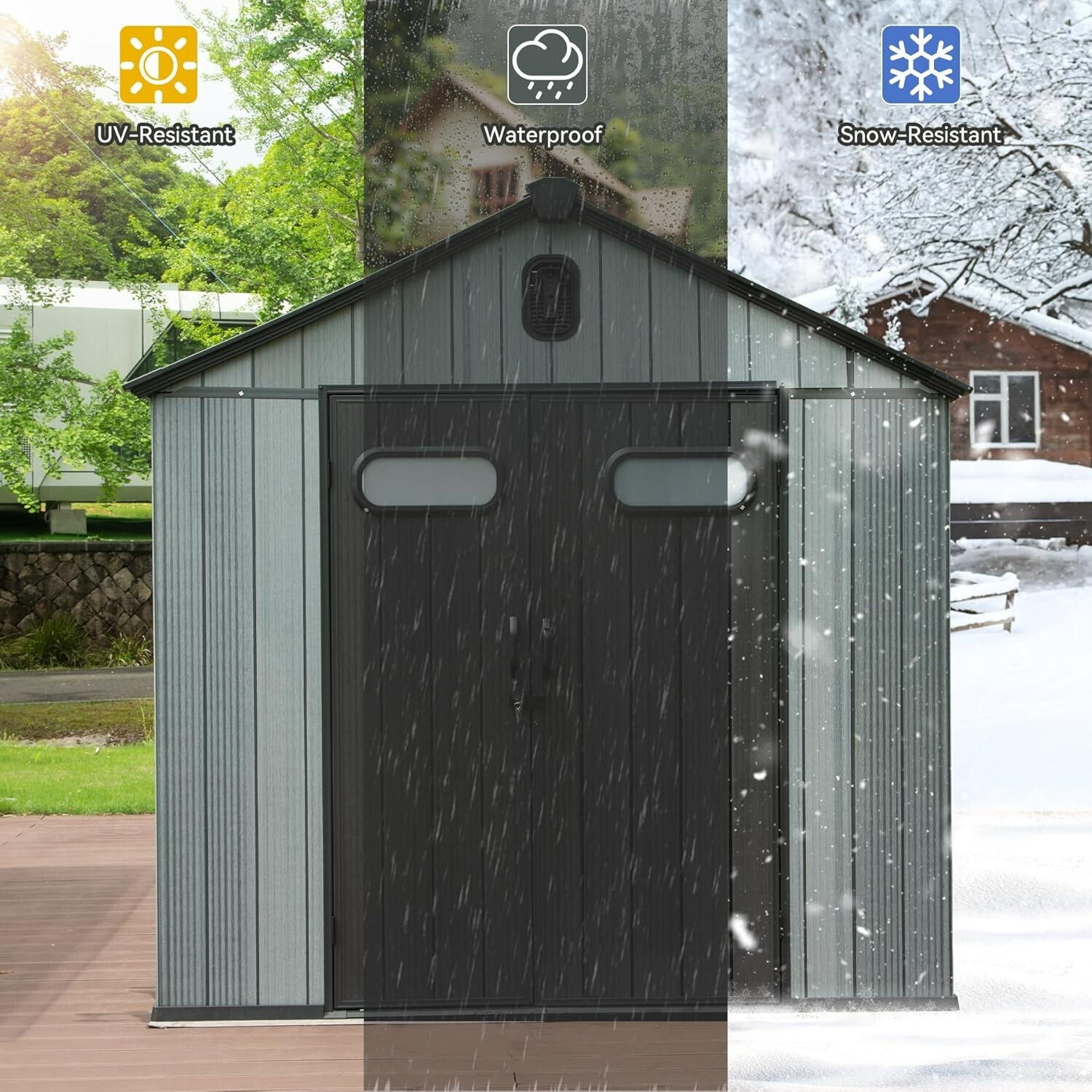Domi 8' x 10' Outdoor Resin Storage Shed with Lockable Door