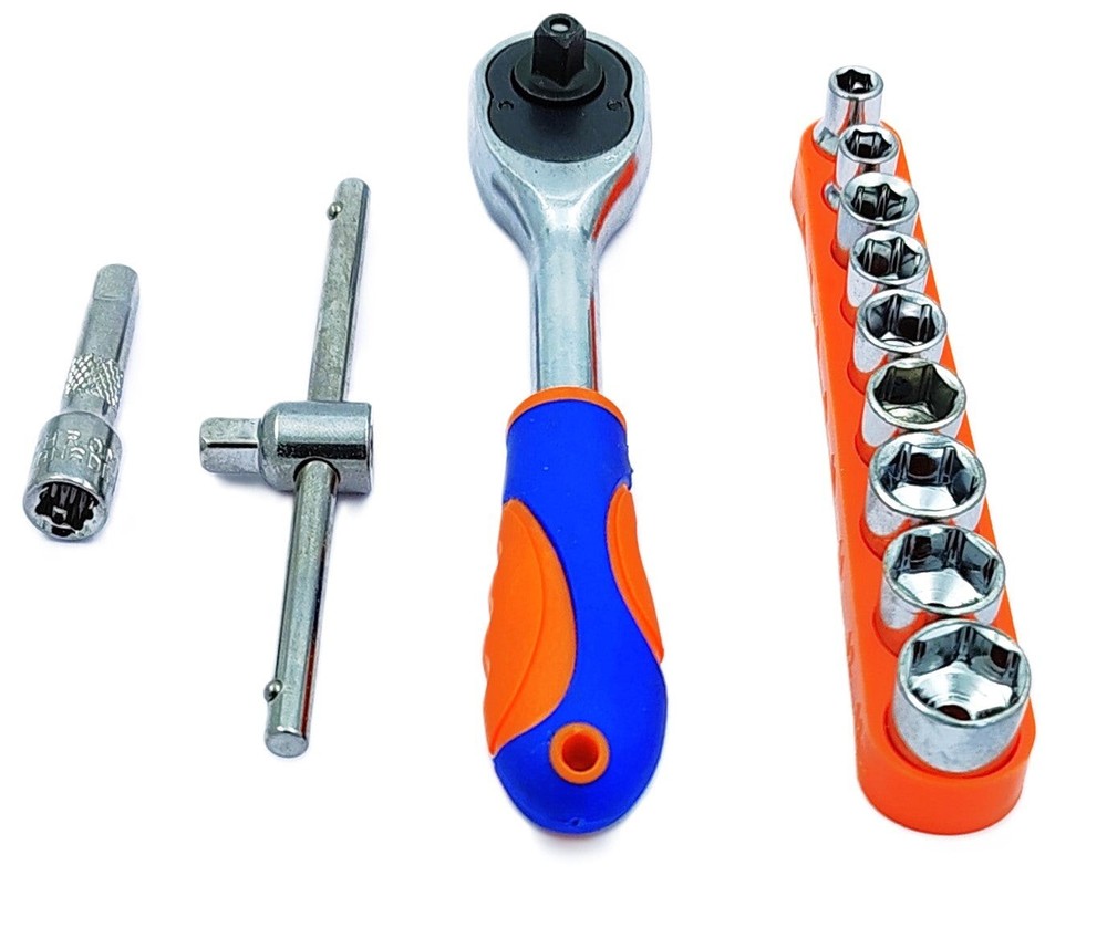 3/8" Inch Drive Extendable Ratchet socket wrench set with 9 Pcs Hex Drive Socket
