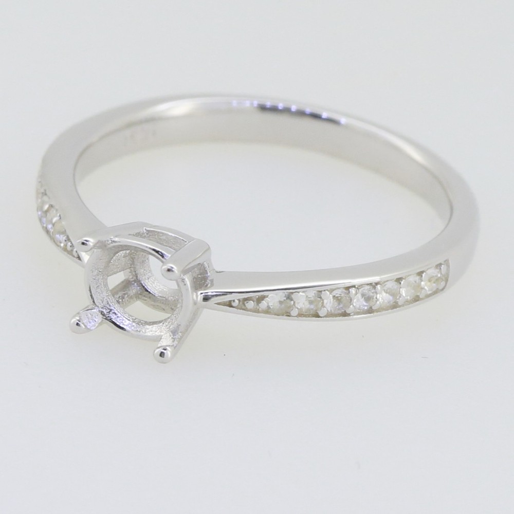 Sterling Silver Semi Mount Ring Setting Round RD 5x5mm