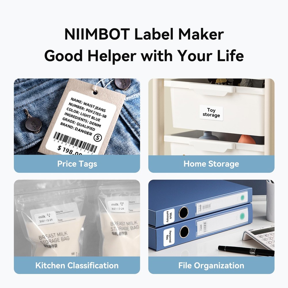 NIIMBOT B1 Label Maker Machine with Tape, 2" Portable Sticker Printer for Home