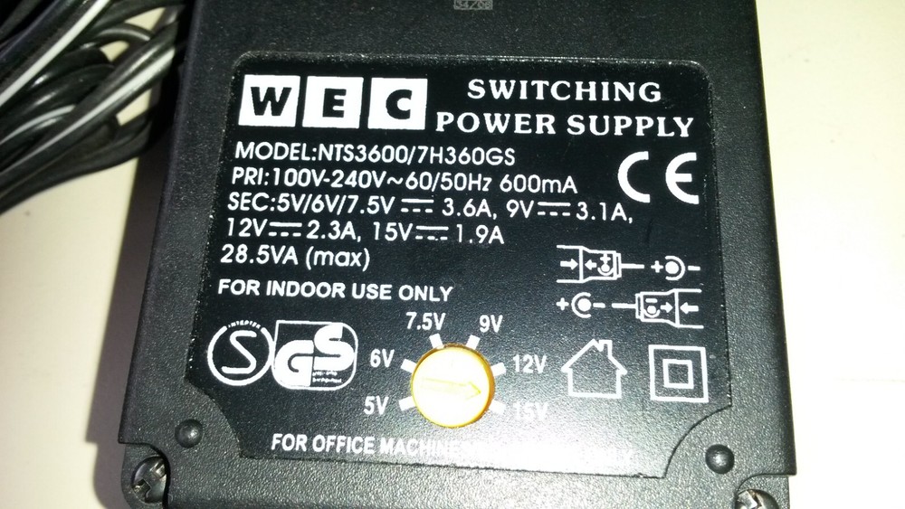 28.5W NOTEBOOK LAPTOP POWER ADAPTER UNIVERSAL 5-15V = Open End Cable