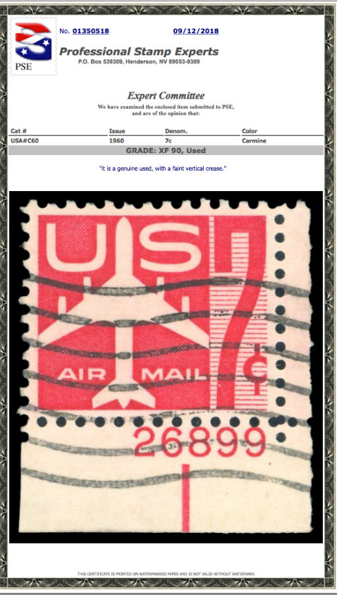 #C60 Used PSE Graded 90, PSE Certificate # 01350518