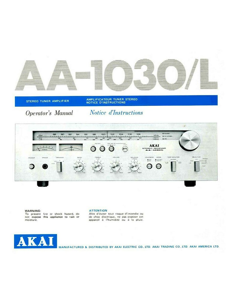 Akai AA-1030 AA-1030L Tuner Owners Instruction Manual