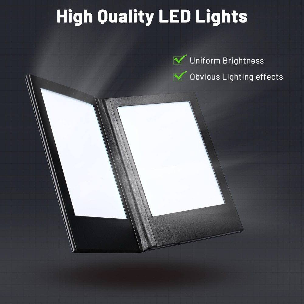 WeChef LED Backlit Menu Cover Folding Holder Double Panel Restaurant Fits 5"x7"