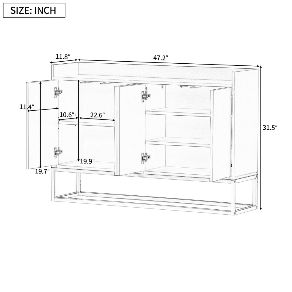 Modern Sideboard Elegant Buffet Cabinet with Large Storage Space (Navy)