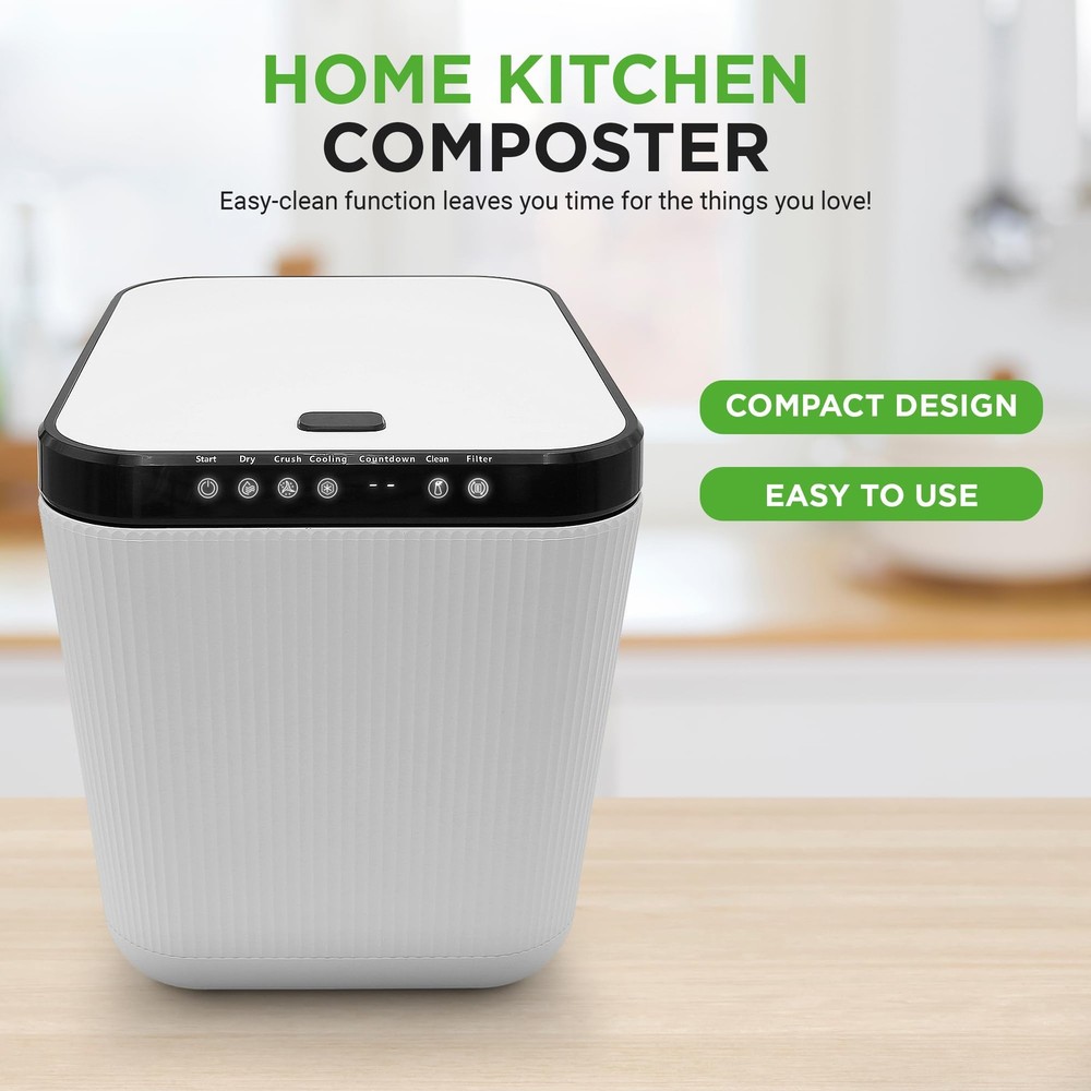 Nutrichef 3L Electric Kitchen Composter - White