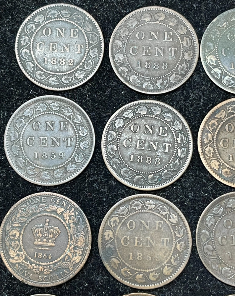 Assorted 1859-1901 Canada Large Cent 18 Coins Lot High Value