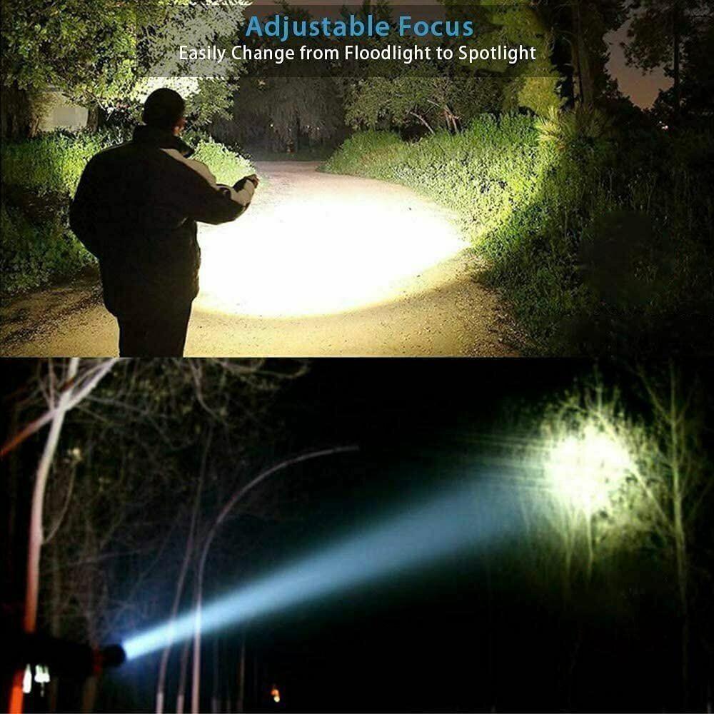 2PACK 99000000 LM Super Bright LED Tactical Flashlight Rechargeable Work Light