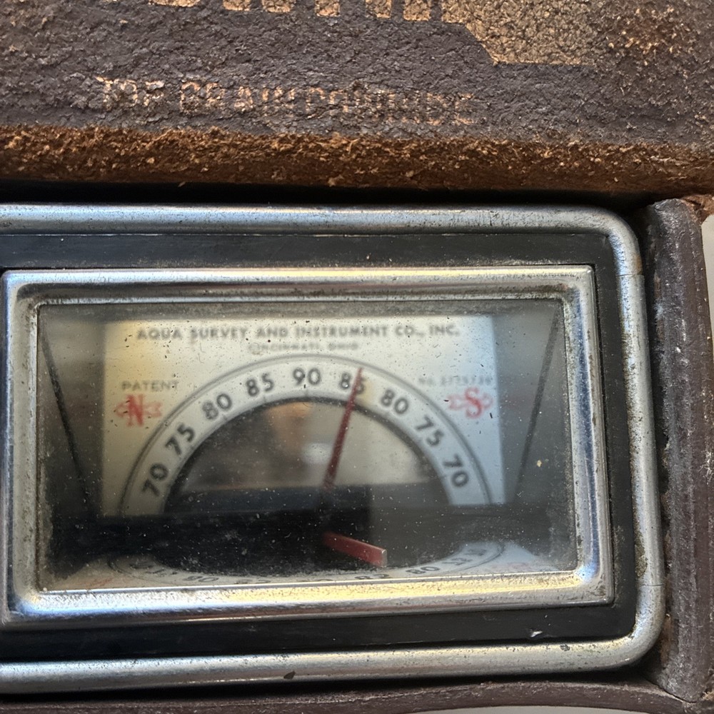Vintage Aqua Survey Instruments Cincinnati OH Leather Case Dip Compass
