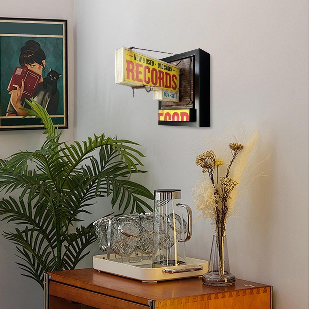 Record Store Wall Light Handmade Retro Record Wall Lamp Gift for Studios