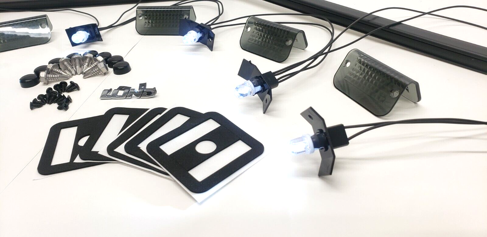 Tinted Lens Lund Sun Visor Complete Install Kit: LED Wiring, Emblem, Hardware