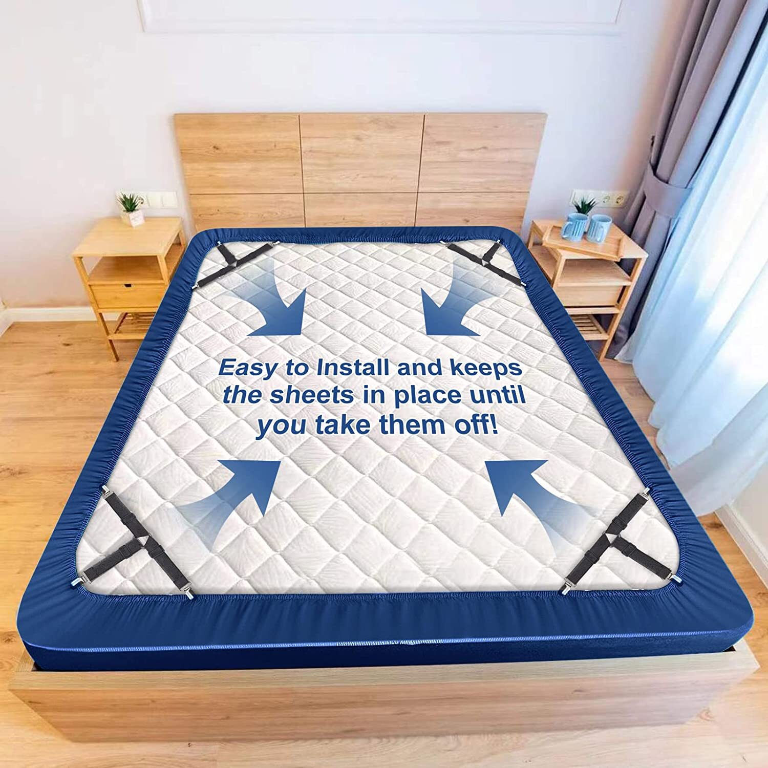 4Bed Sheet Fasteners Adjustable Elastic Suspenders Straps Mattress Covers Clips