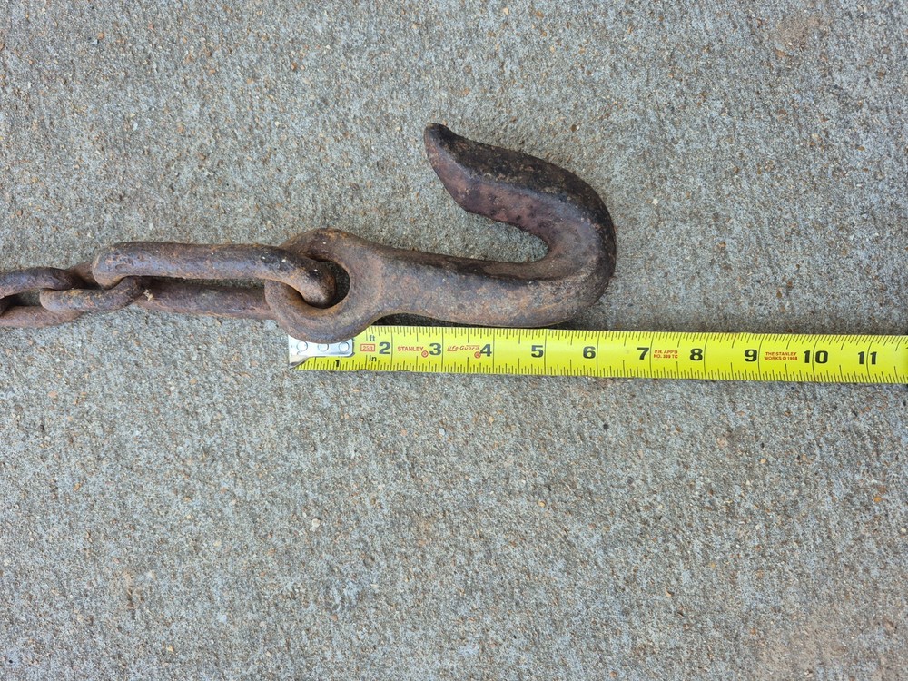 Hand Forged Hook & Chain Primitive Blacksmith Made 32" long!