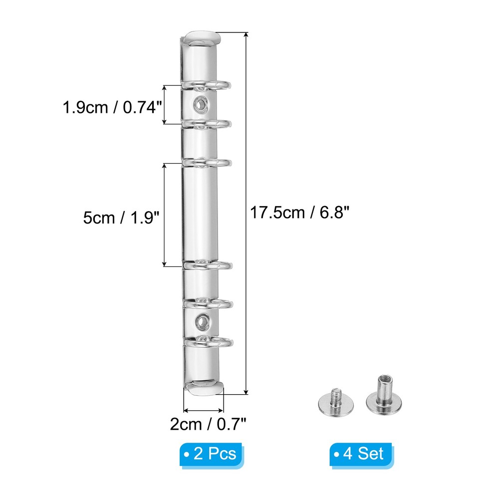A6 Ring Binder Mechanism, 2 Set 6-Hole Replacement Binder Planner, Silver Tone