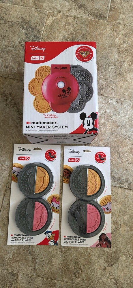 Disney Dash Mickey & Friends MultiMaker Mini Waffle Maker System + Xtra Plates