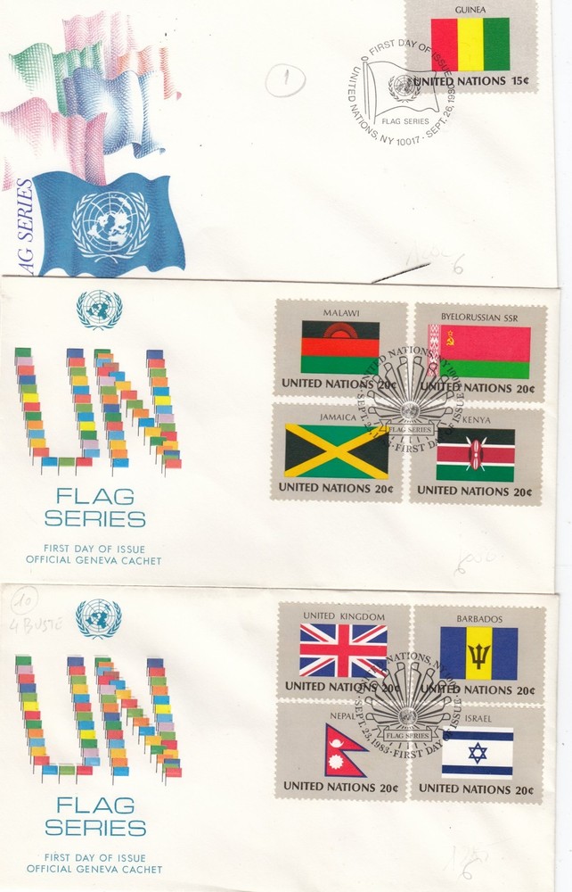 UNITED NATIONS 3 FDC FIRST DAY (L6)