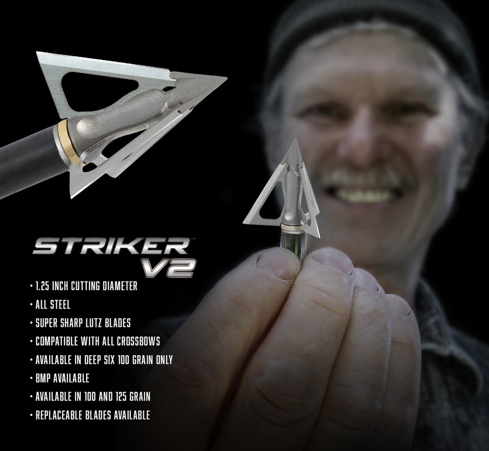 New G5 Striker V2 Fixed Blade Broadhead 3 Pack 100 Grain Model # 1802