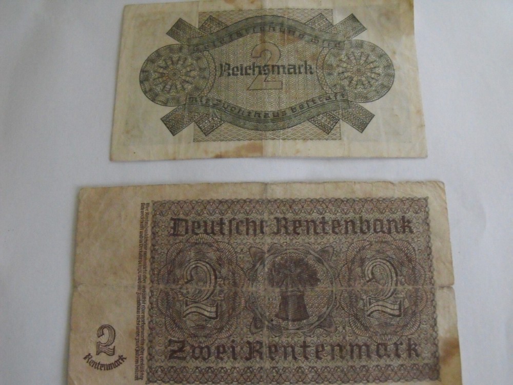 (5) German 2 Reichsmarks currency