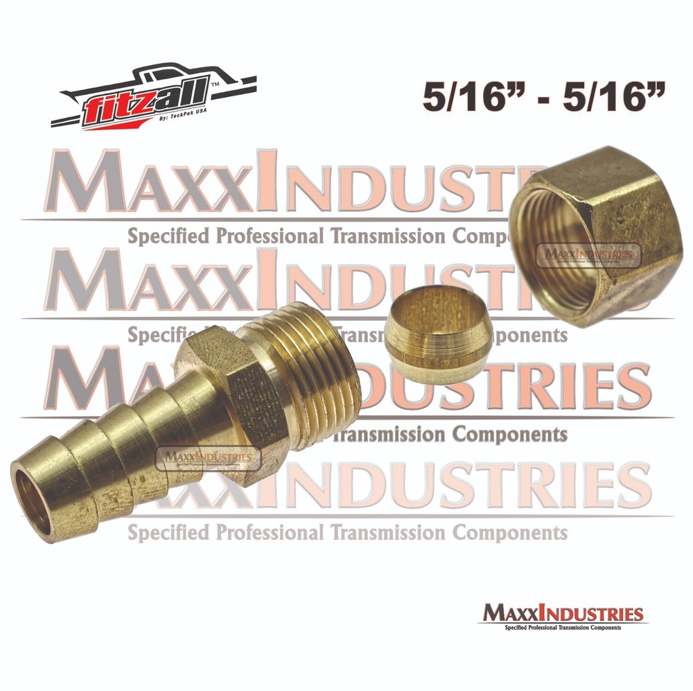 Automatic Transmission Cooler Line Fitting 5/16" Compression Brass Barbed