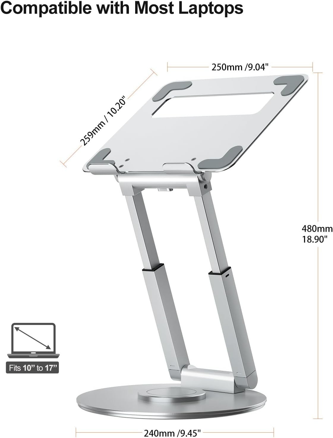 Height Adjustable Laptop Riser with Swivel Base – Perfect for Healthy Posture