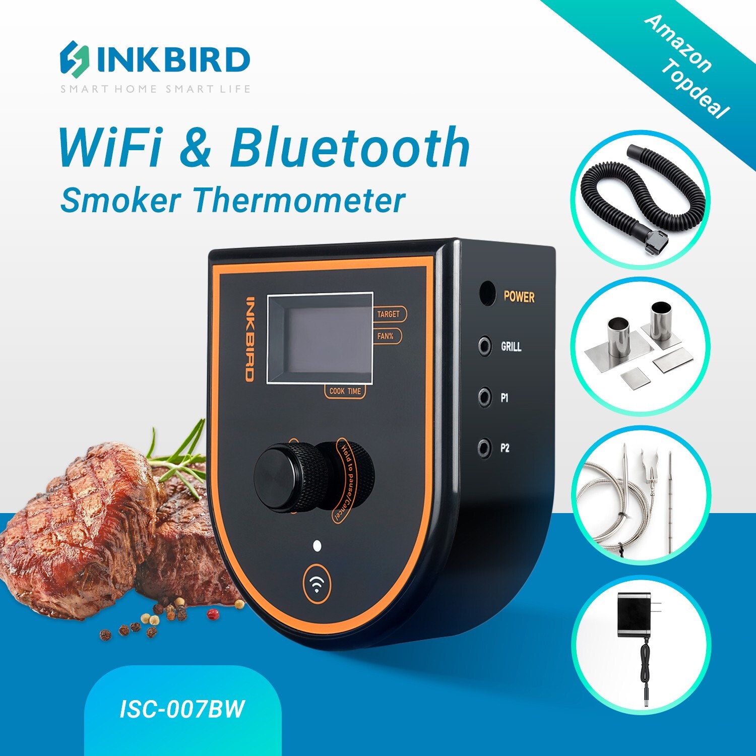 Barbecue Gas Grill Smokers Controller WiFi Bluetooth BBQ Exhaust Fan Control DC