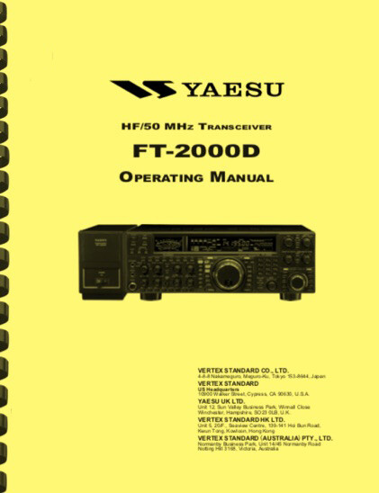 Yaesu FT-2000D Transceiver OWNER'S MANUAL