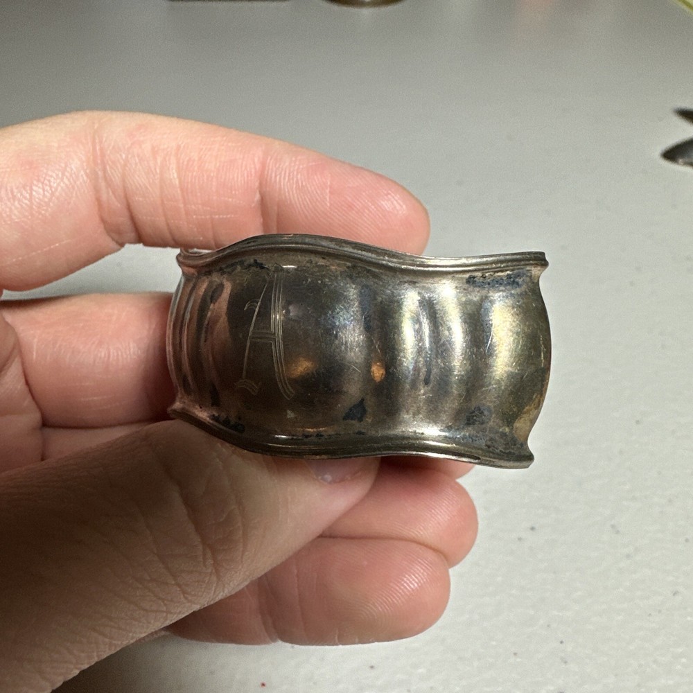 Vintage 800 Silver Napkin Ring Monogram