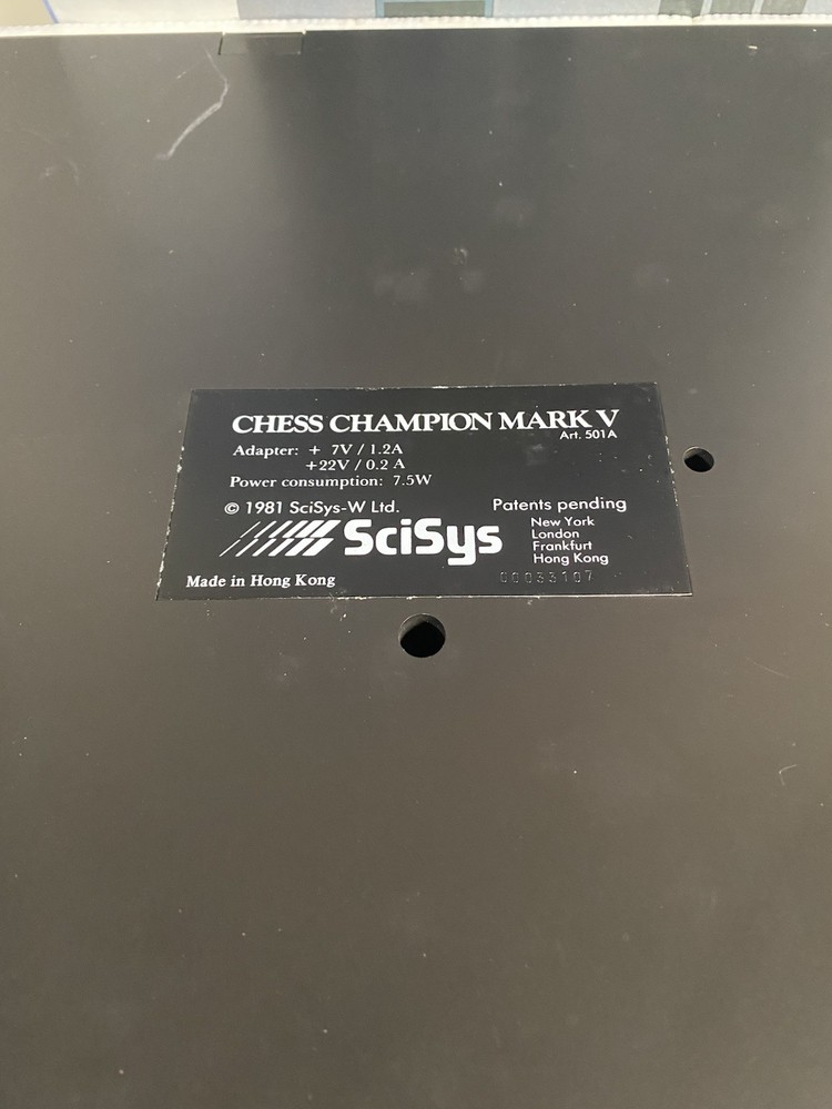 SciSys Chess Champion Mark V. World Champion 1981 Microcomputer. Working.
