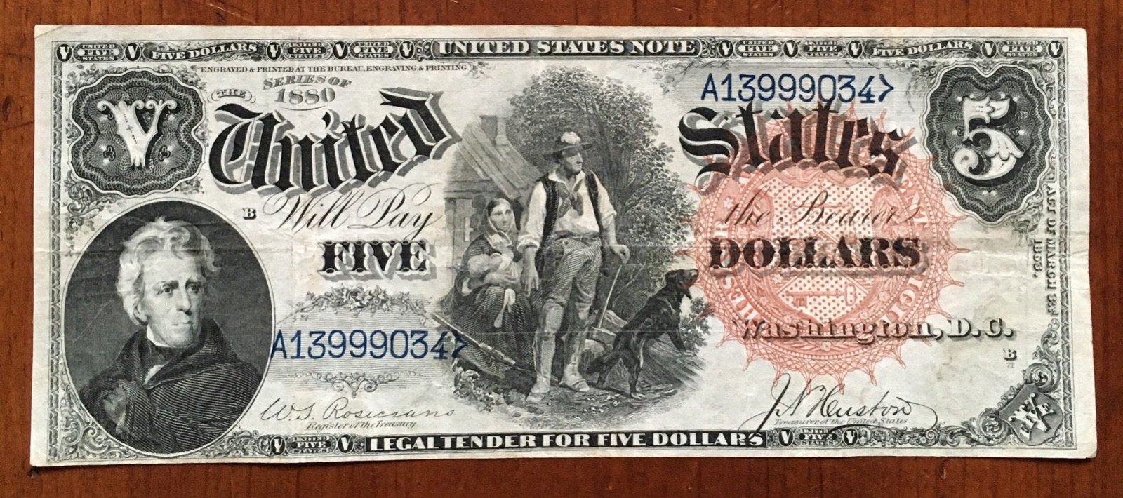 1880 $5 *Woodchopper* US Note CRAZY RARE Fr 76 *HIGH GRADE HUSTON SIGNATURE*