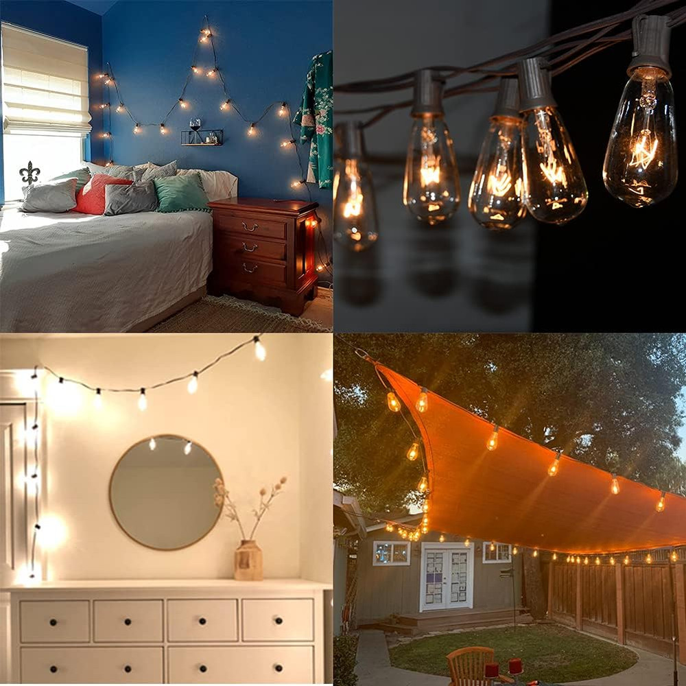 10 Pack Edison Replacement Light Bulbs for Outdoor String Lights, ST40 7W E17 Ba