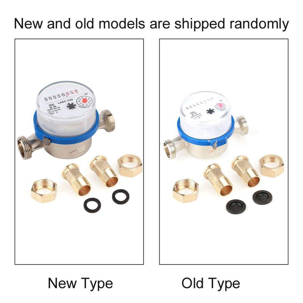 15mm 1/2" Plastic Cold Water Meter Single Water Dry Table Measuring Tools