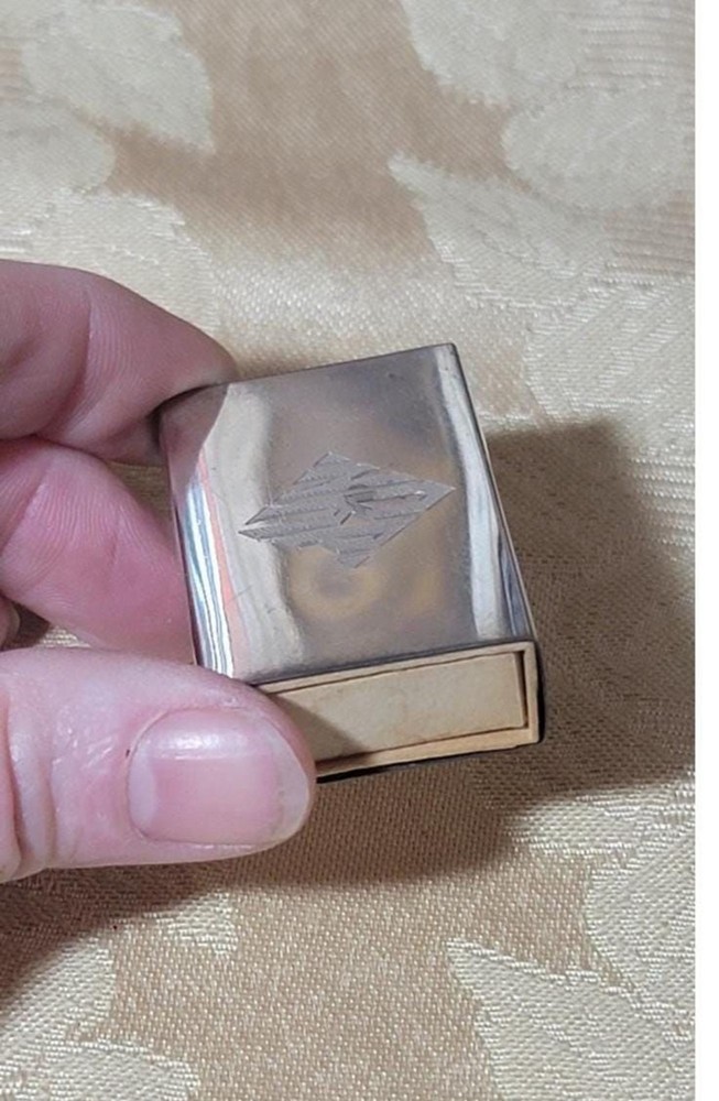 Antique Solid Sterling Silver 925 Matchbox Holder Monogrammed Engraved Swank