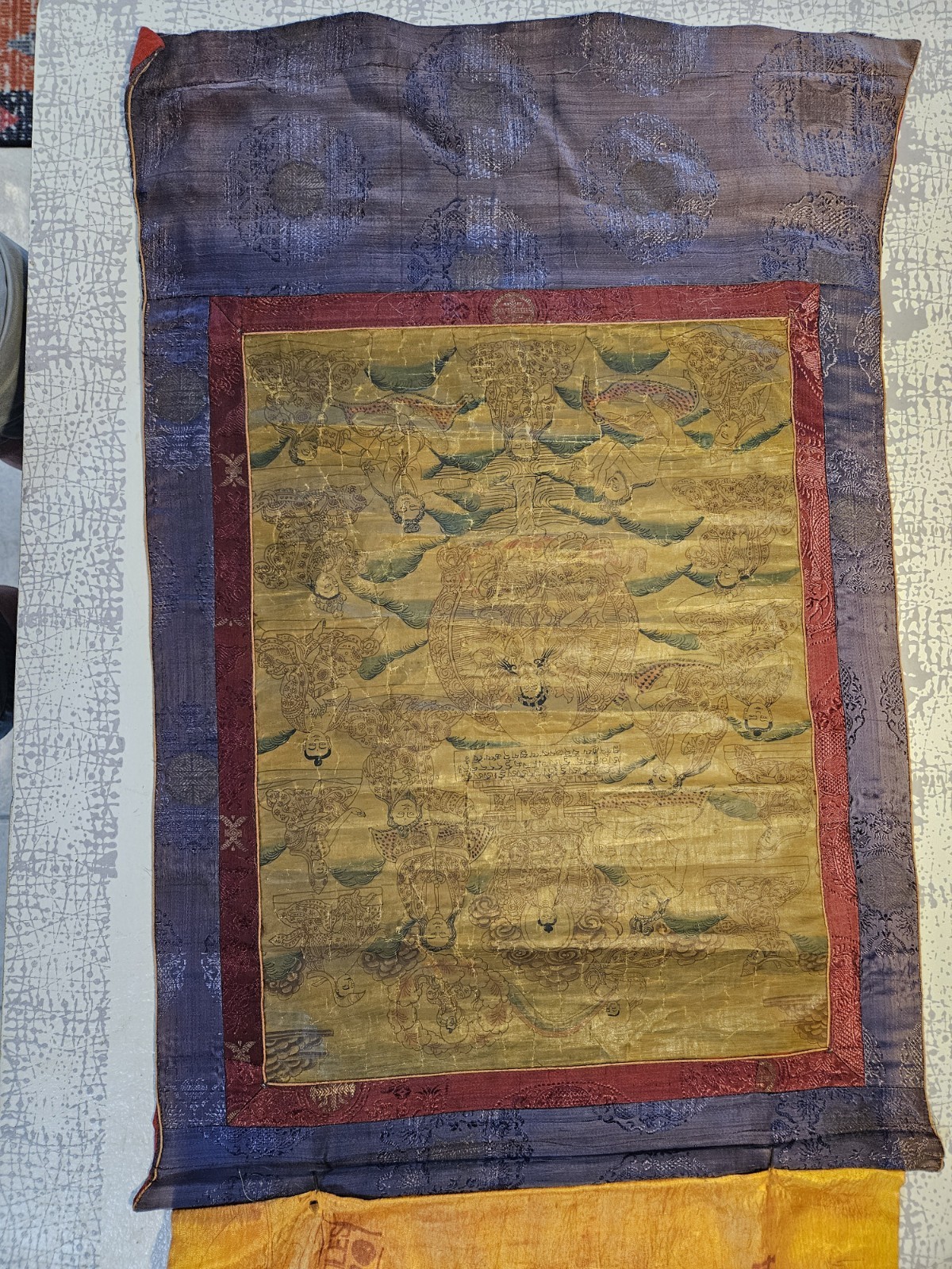 RARE ANTIQUE THANGKA PAINTING 9 DRALA BROTHERS TIBET BUDDHISM  MASTERPIECE