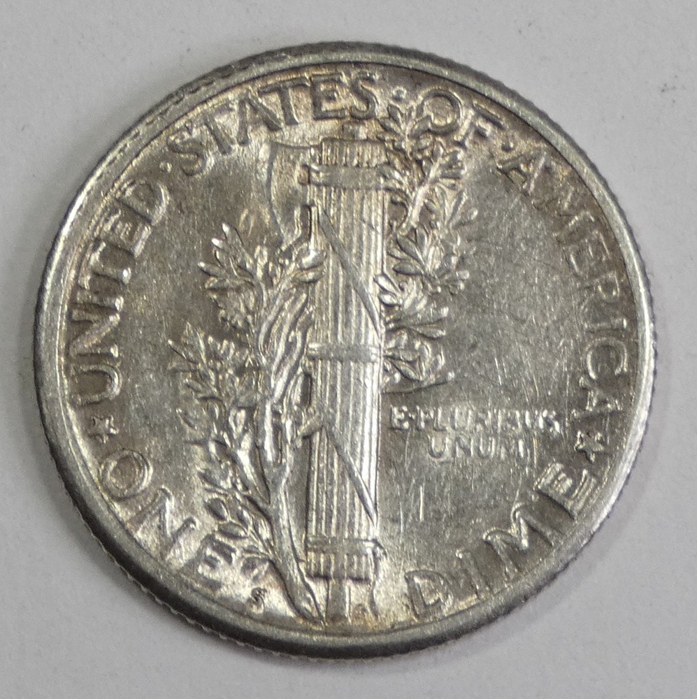 1923-S Mercury Dime ALMOST UNCIRCULATED Silver 10c