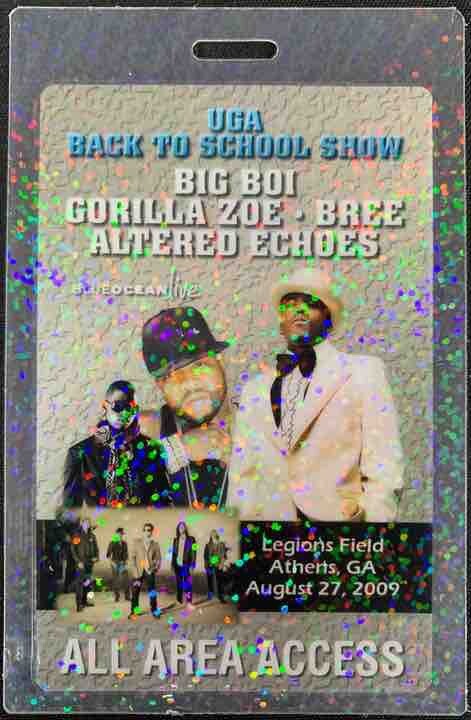 Big Boi Backstage Pass - 2009 Laminated Pass