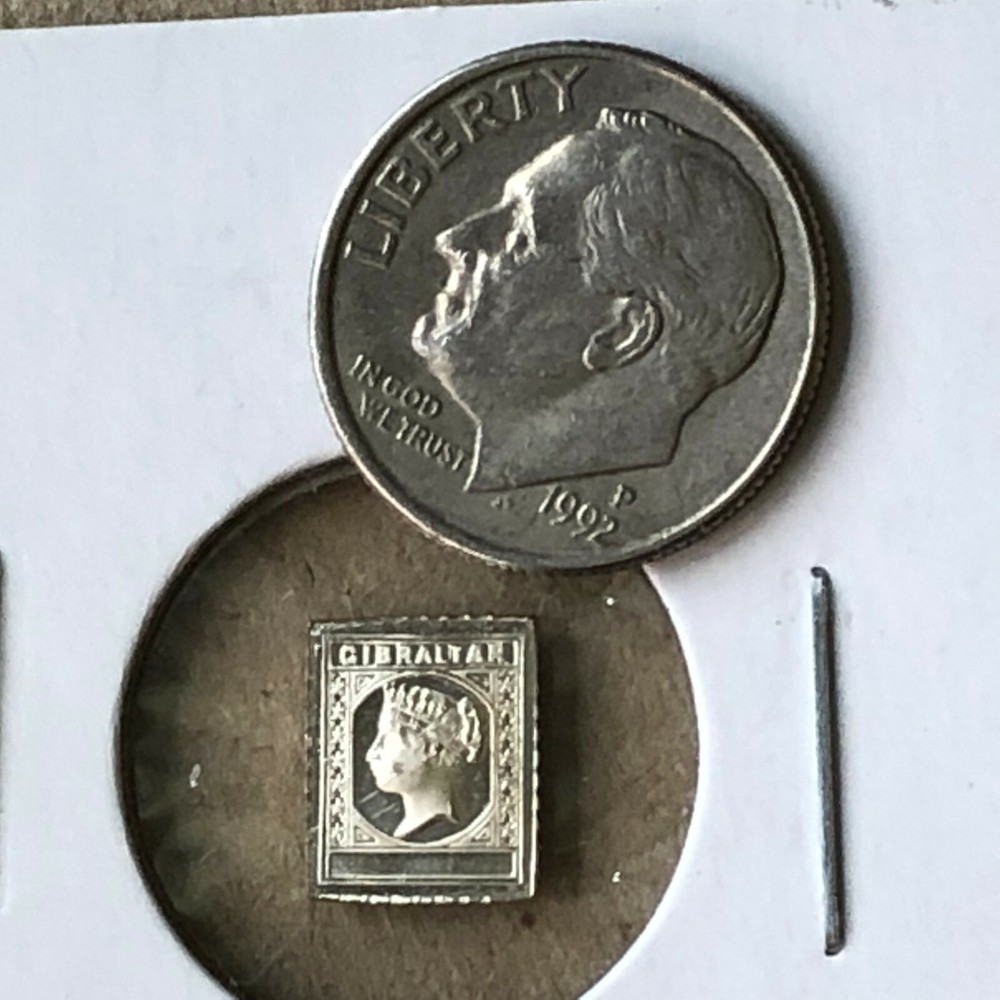1889 Gibraltar Proof Sterling Silver Stamp Ingot