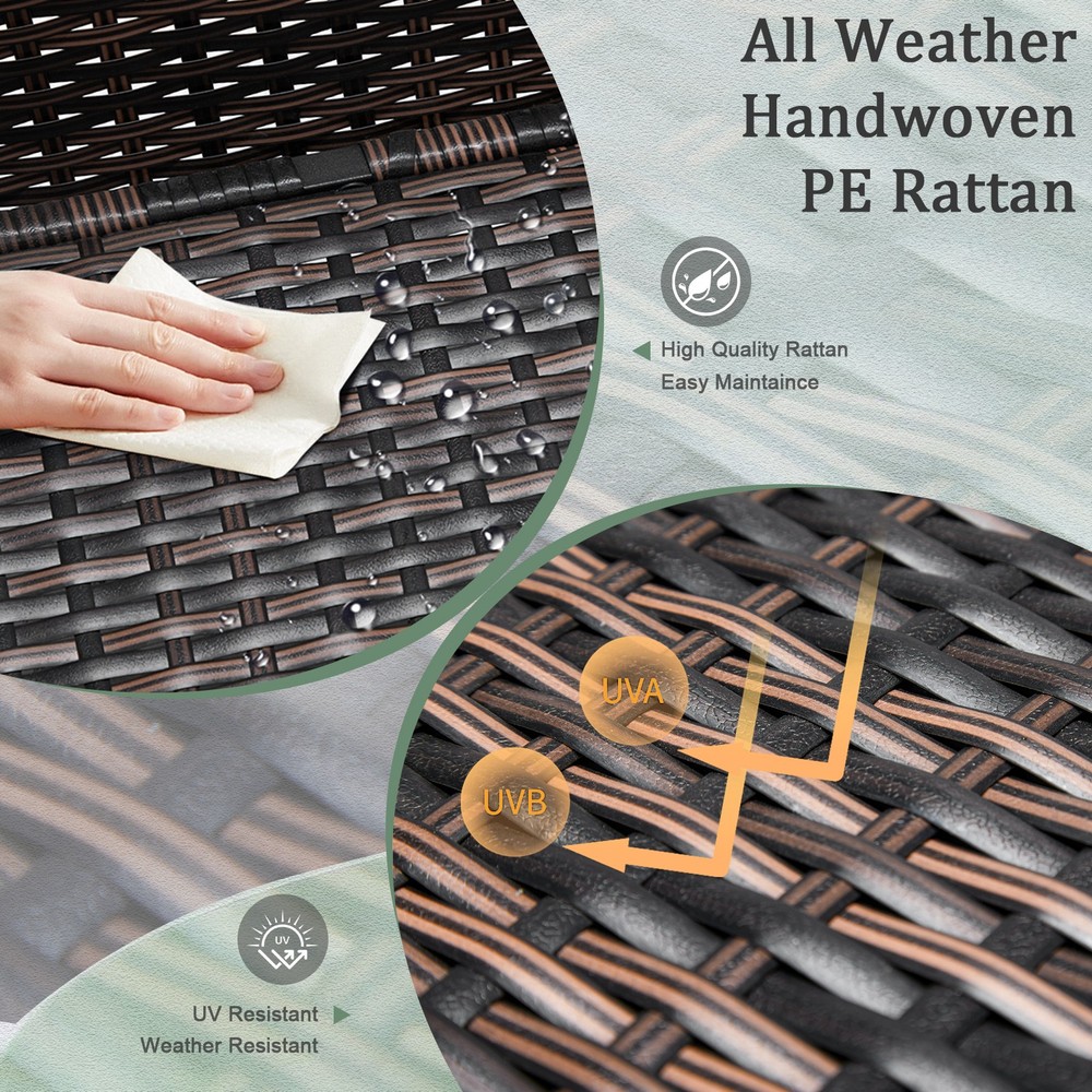 Outdoor PE Wicker Side Table with Storage, Small Patio Storage Bin Container