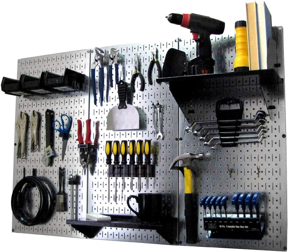 Pegboard Organizer 4 Ft. Metal Pegboard Standard Tool Storage Kit with Galvanize