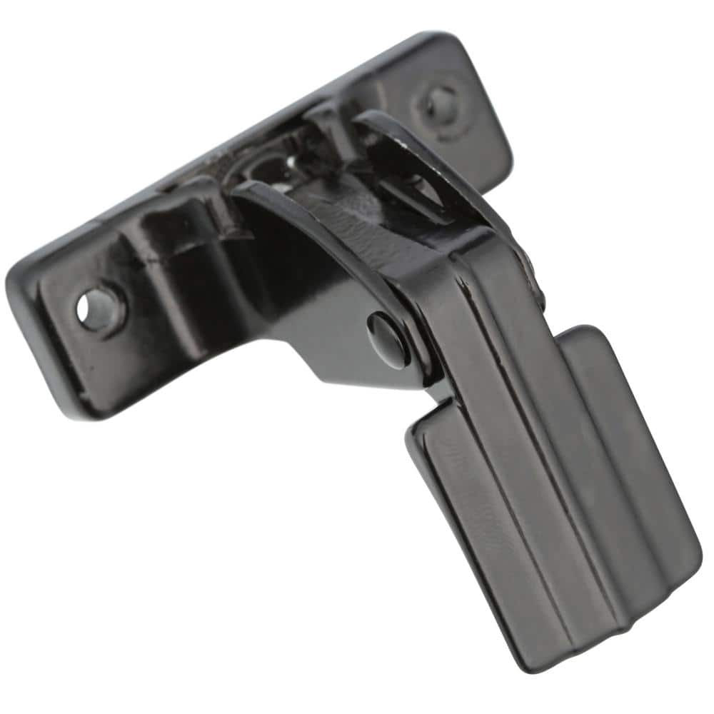 Screen and Storm Door Push Button Latch Set with Night Lock, Black (Single Pack)