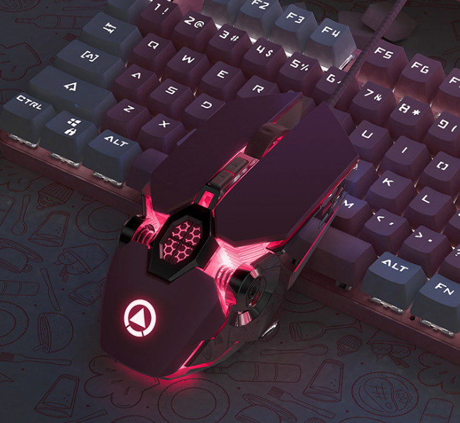 Pink mouse luminous wired cute mechanical E-sports mouse computer accessories