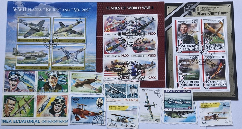 Warplanes Stamps Collection - 25 Different