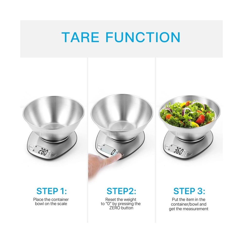 BAGAIL BASICS Digital Kitchen Scale, Large Clear Display, Wet and D... Fast Ship