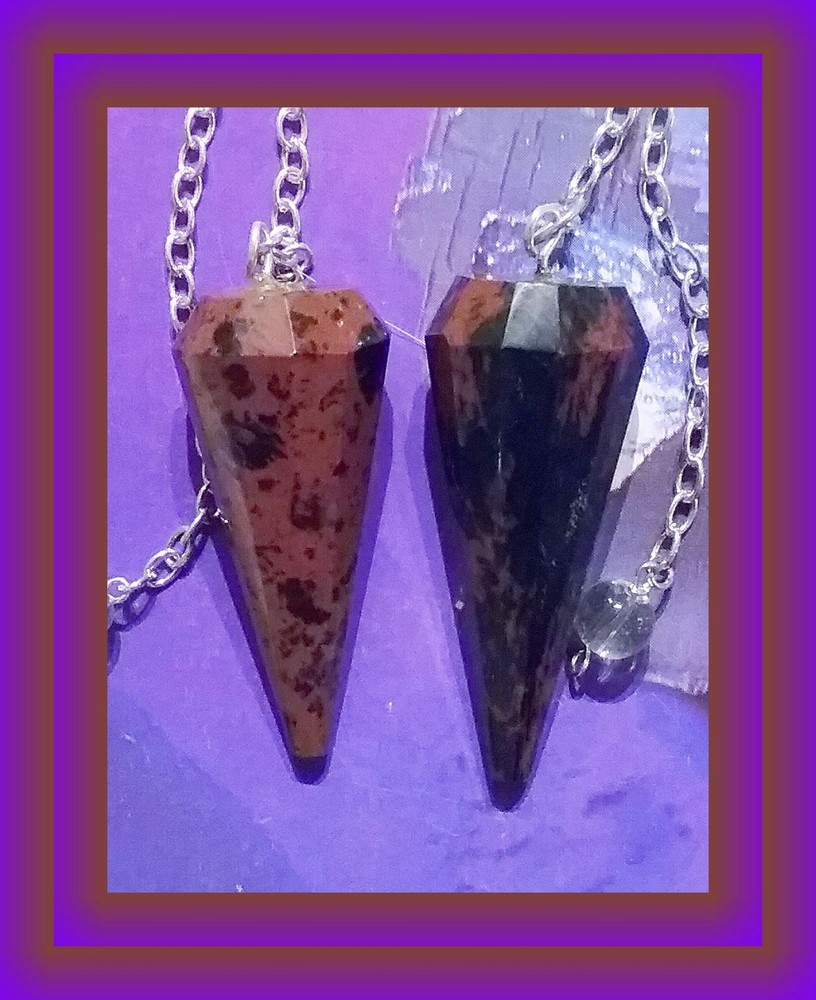 2 OBSIDIAN DOWSING PENDULUMS, MAHOGANY OBSIDIAN PENDULUMS